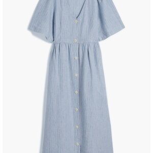 Madewell Light Blue Striped Button-Front Midi Dress